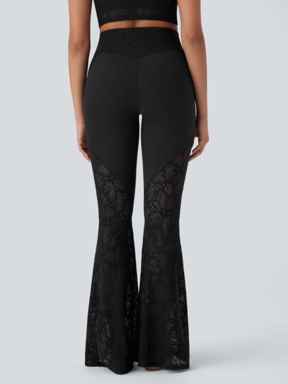 HALARA Black High-Waist Lace Flare Leggings - Picture 4 of 7